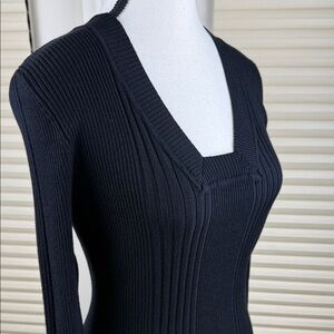 Black Ribbed Knit Sweater
